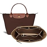 ETTP Purse Organizer Insert for le pliage Tote,Handbag Organizer Compatible with le pliage Shoulder Bag Large/Small,LE PLIAGE Top Handle Small/Medium (Lighting Coffee, Medium)