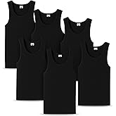 Men's Undershirts (Pack of 6) - Soft Cotton Blend, Tag Less A-Shirt Crew Neck - Comfortable Fit