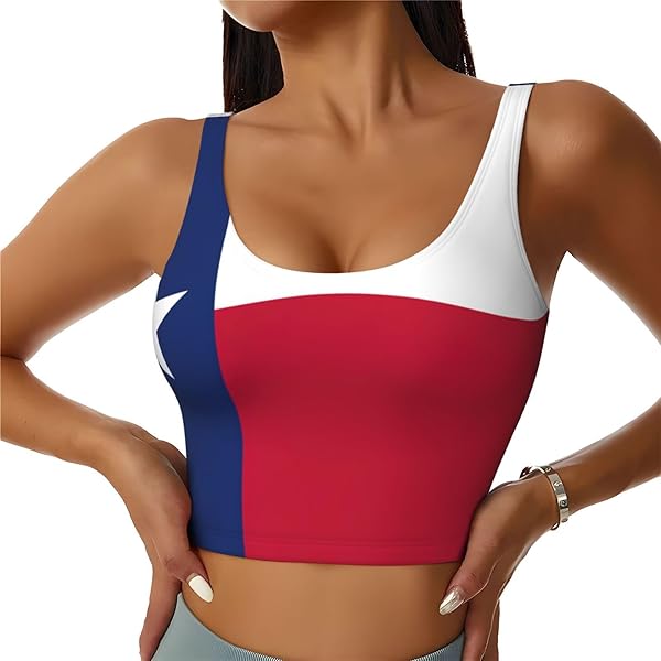NOUZU Texas State Flag Print Sports Bras For Women No Underwire