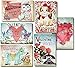Sustainable Greetings 36 Pack Vintage Valentine's Day Cards & Envelopes - 4 x 6 in Pink Animal Notecards - 6 Assorted Designs Blank Inside for Classroom Exchange