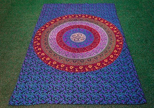 Mandala Tapestry Twin Size Boho Chic Home Decor Wall Art Bed Sheet Multi Color 84 x 55 Inches