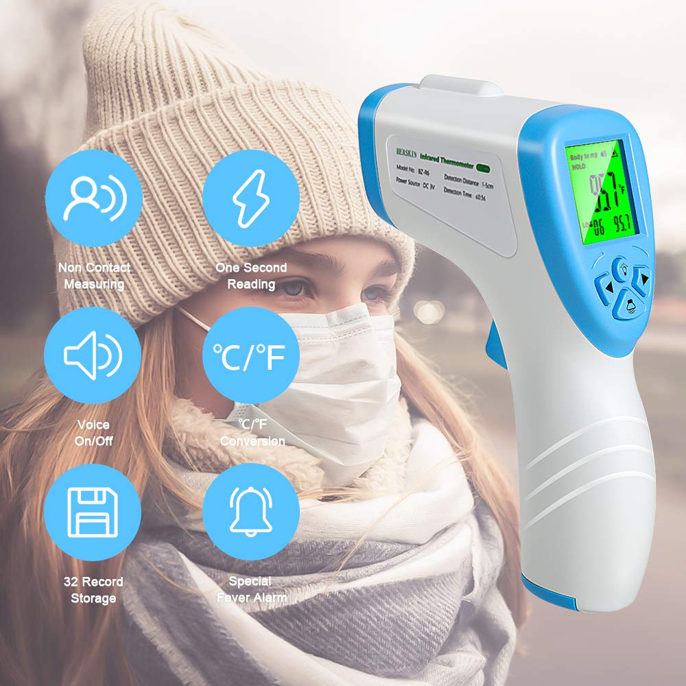Infrared Digital Non-Contact Thermometer for Adults Forehead and Body Temperature with Fever Alarm and Memory Function: Industrial & Scientific