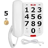 Large Number Phones for Seniors, Large Button Phones for Seniors | 110dB Extra-Loud Ringer, Adjustable Volume, 3 One-Touch Speed Dial, Visually Impaired, Hearing Impaired Landline Phone