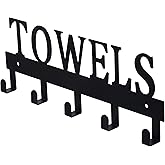 FairyCity Black Metal Towel Holder Wall Mounted Small Coat Racks with 5 Hooks Hanging Holder Towel Rack for Bedroom, Bathroom, Entryway, Dorm Hanging Bag,Coat,Key etc.
