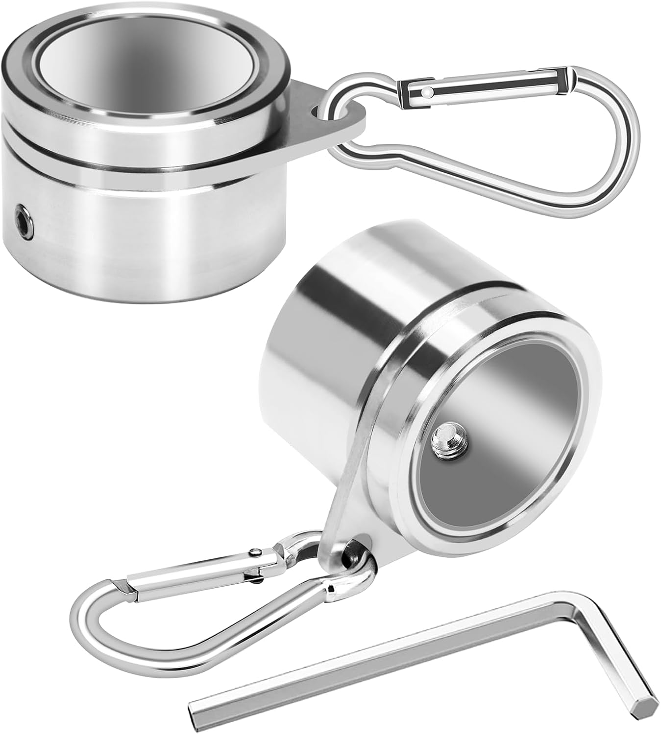 Flagpole Hardware - HOOPLE Flag Pole Rings 1.25 Inch 2PC, Aluminum Alloy Flag Pole Clips Swivels, 360°Rotating Anti Wrap Flag Mounting Rings, No Tangle Flagpole Rings with Carabiner for 1-1.25 Inch Diameter Flag Pole