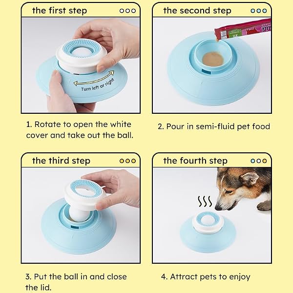 DOG CAT LICK SPHERE SLOW FEEDER FOR LIQUID FOOD & PEANUT BUTTER,INTERACTIVE LICKSPHERE FOR DOGS ANXIETY RELIEF,NON-SLIP LICKING BOWL ENRICHMENT TOYS TO HEALTHY DIET FOOD CONTAINER FOR DOG CATS,YELLOW