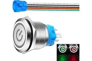 Gebildet 22mm Latching Push Button with Wire Socket 3A/110V-230VAC 1NO 1NC SPDT On Off Metal Waterproof IP65 Self Lock (Red&G