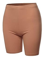 A2Y Basic Solid Cotton Mid Thigh High Rise Biker