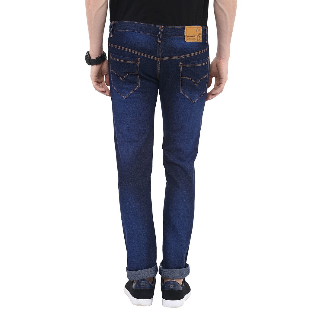 urbano fashion blue & black slim fit stretch jeans - pack of 2