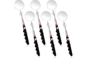 DIMEHO 6 Pcs Telescoping Inspection Mirror Retractable Mechanical Mirror Extendable Long Handle Telescoping Mirror 360 Rotation Under Vehicle Detection Mirror for Technicians Mechanics Contractors