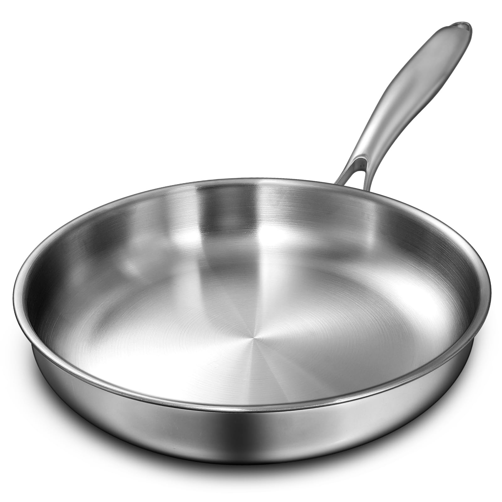 Photo 1 of 12 Inch Tri-Ply Stainless Steel Frying Pan, Skillet, Induction Cooking Pan, Dishwasher and Oven Safe, Fast & Even Heat, Heavy Duty and Detachable Handle
