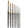 KINGART Original Gold 9020 Ultra Round Series Premium Golden Taklon, Multimedia Artist Brushes, Set of 8 Sizes (Sizes: 2,4,6,8,10,12,14,16)