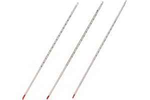 Lab Thermometer Set, Celsius, Red Liquid, White Background, Including One of Each: -10/+200, -10/+110 & -30/+100, Set of 3