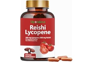 UPONDATA Lycopene Capsules, Natural Lycopene 200mg with Organic Reishi Mushroom 200mg Supplement for Prostate Health and Immune Support - Gluten-Free, Non-GMO, 60 Capsules (1 Pack)