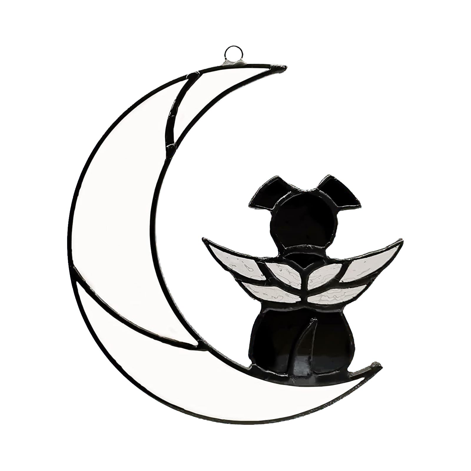 HACRAHO Dog Memorial Suncatcher for Windows, 1 Piece Angel Wings Dog Suncatcher for Window Dog Memorial Gifts for Loss of Dog, Black