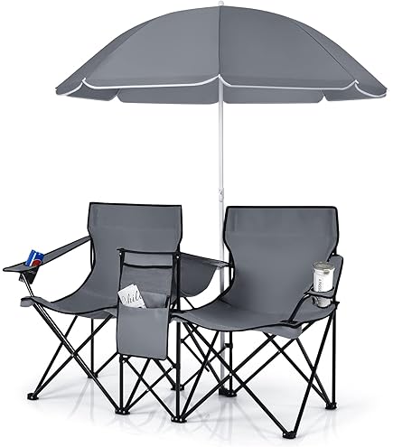 Chair With Umbrella Goplus Double Camping Folding Loveseat
