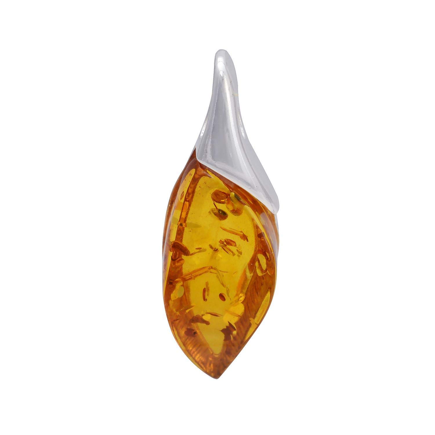 HolidayGiftShops Sterling Silver and Baltic Honey Amber Pendant Bloom