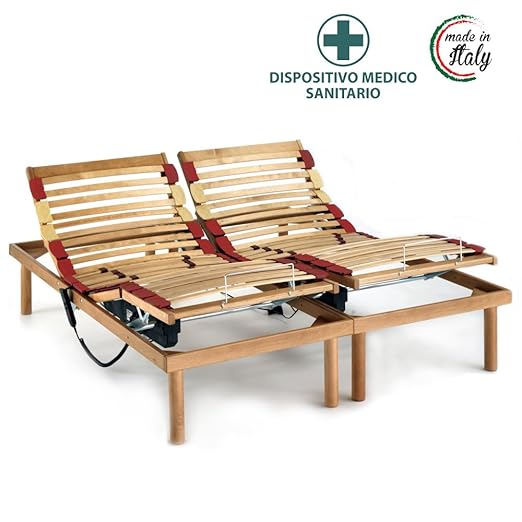 title=Luxury Line- Rete con doghe elettrica motorizzata matrimoniale