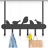 Over The Door Hook Heavy Duty Over Door Hanger Hanging Towel Organizer, 6 Hook Easy Installation Organizer for Towel, Coat, Bag, Robe - Living Room, Cloakroom, Bathroom Bird Pattern Cute Hooks