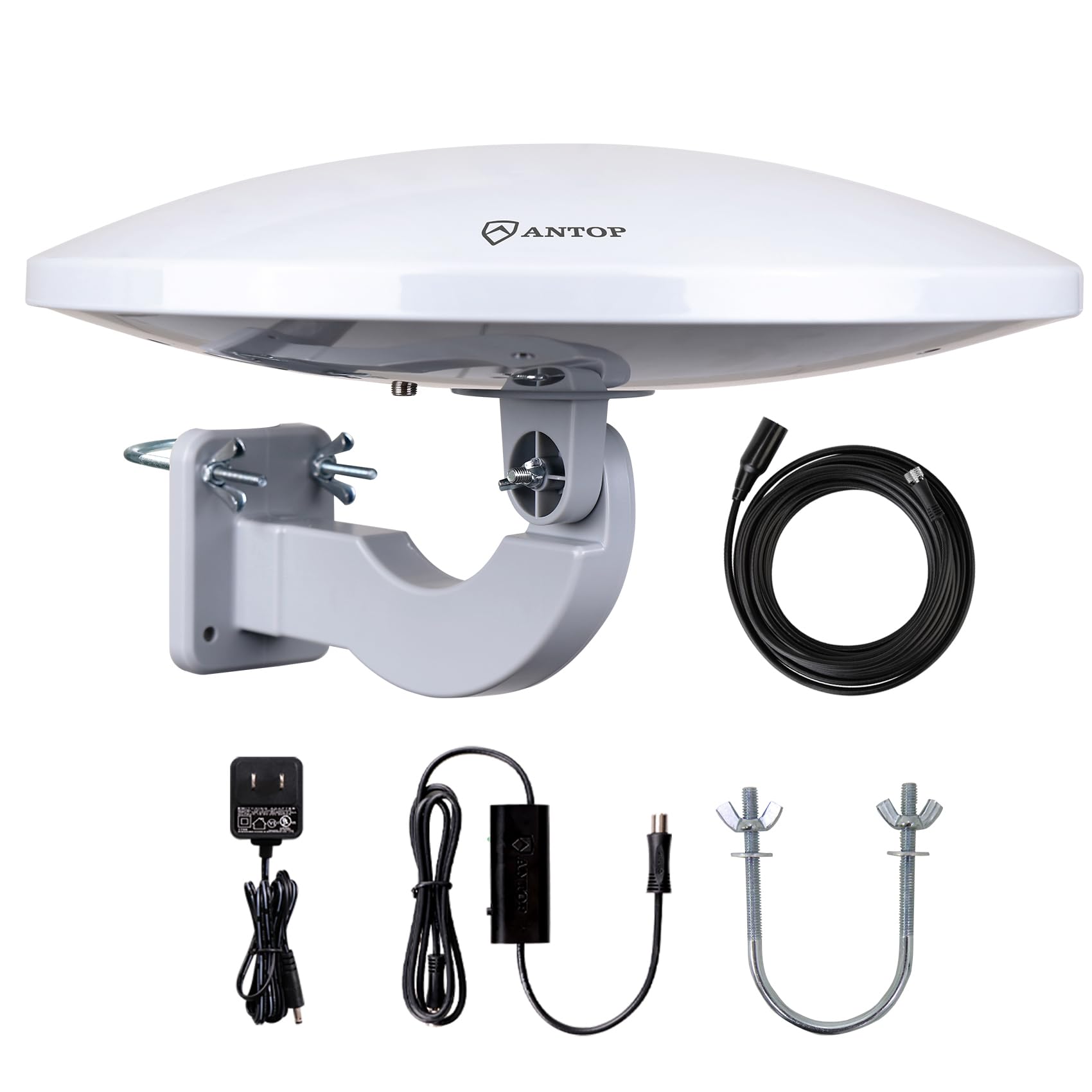 PL-414BG HDTV Antenna UFO 360° Omni-Directional Reception with Smartpass Amplifier & Built-in 4G LTE Filter, Enhanced VHF &UHF Signal, Fit Outdoor/RV/Attic Use (4K UHD Ready)