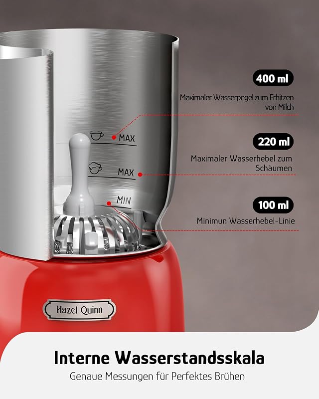 Elektrischer Retro-Milchaufschäumer, 5-in-1, Warm & Kalt, Rot — Foto 3 von 8