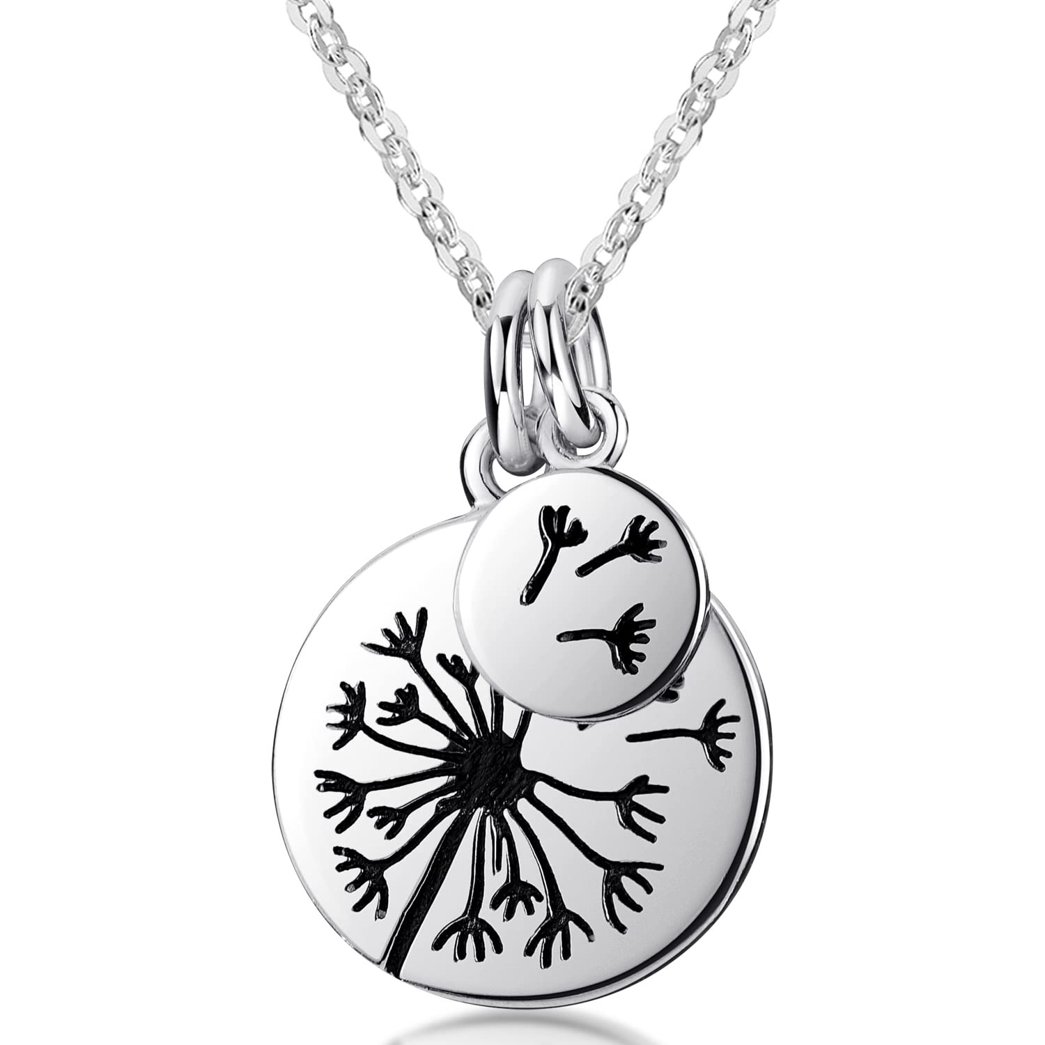 MATERIA by Matthias Wagner Pendant with Dandelion – Women's Pendant 925 Silver Round, Sterling Silver