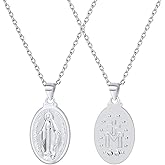 U7 Saint Benedict/Michael Medal Necklace, 316L Stainless Steel Virgin Mary Necklace for Men Women, Bible Verse Protection Necklace Catholic Jewelry,22"-24" Adjustable