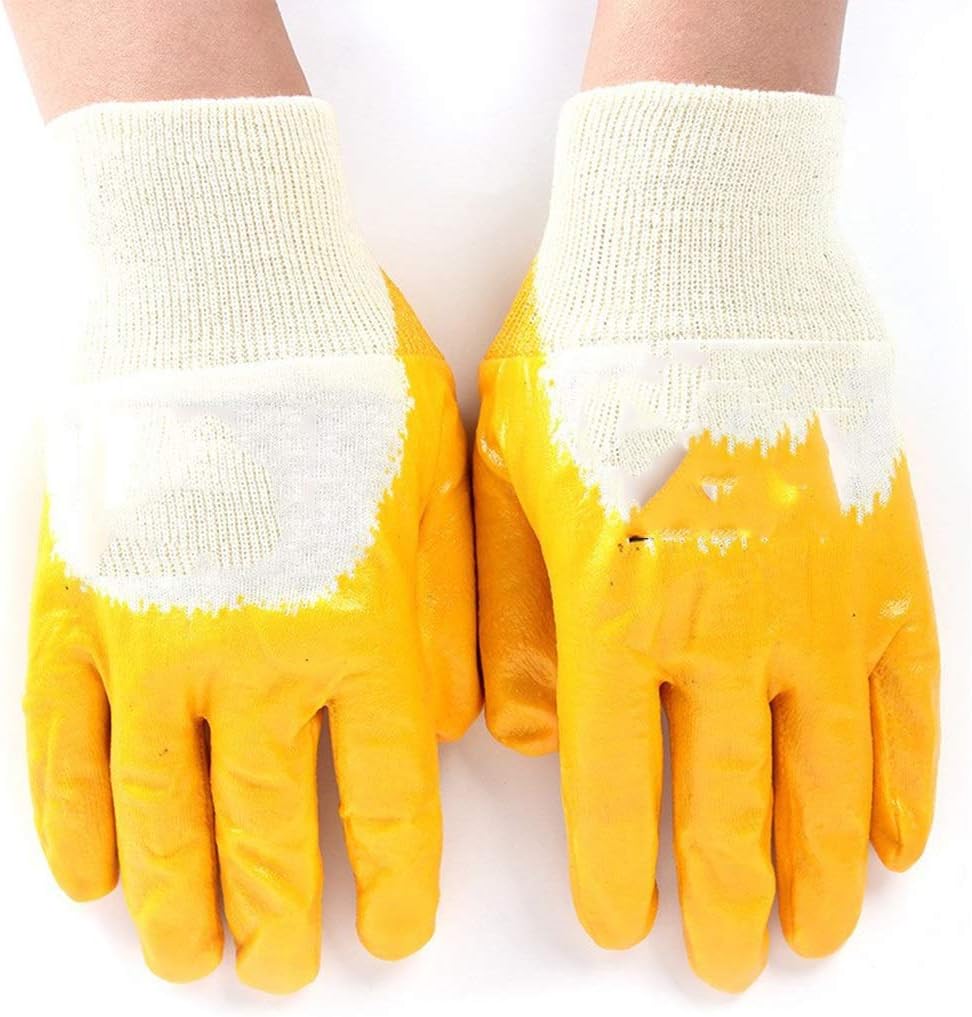 HNHX Nitrile Coated Gloves Wear-resistant Non-slip Waterproof Cotton Cloth Suitable For Outdoor Work 12 Pairs