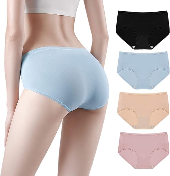 Amazon Co Jp ショーツ レディース パンティ シームレス 綿100 女性 下着 レーシィ 高通気性と伸縮性 抗菌 パンツ 4枚組 服 ファッション小物