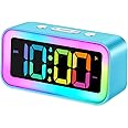 Cadmos Loud Alarm Clock for Bedrooms with Dynamic RGB Night Light,Heavy Sleepers Adults,Dual Alarm,Dimmer,USB Charger,Small Bedside Digital Clock with Led Display for Kids,Teens,Seniors (Blue)