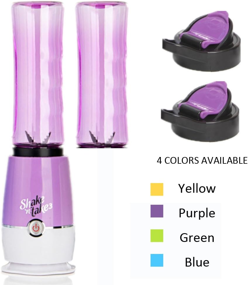 BYMEE Shake n Take Latest Version 3rd Generation Fruit Juice Smoothie Blender Mixer with 2 Sports Bottle BPA Free-Purple