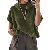 ZDC Womens Oversized Turtleneck Sweaters Short Batwing Sleeve Casual Slouchy Loose Fit Lightweight Pullover Knit Tops