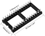 sourcing map 6pcs DIP IC Chip Socket 2.54mm Pitch 28 Round Pins Solder 2 Row view 2