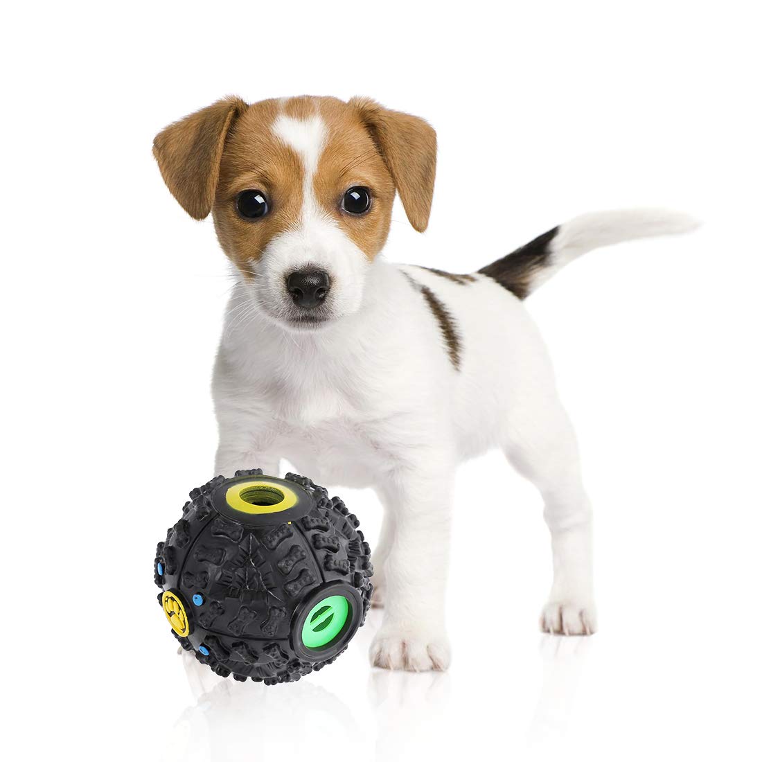 PetNewlife Interactive Dog & Cat Toy by Food Puzzle Ball - Treat dispenser for puppies, small and medium pets - Increase IQ, Boredom buster - Provide hours of fun & Entertainment with duck-like sound