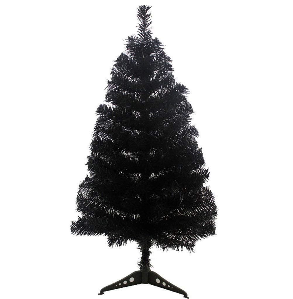 Fouriding 3ft (90cm) Christmas Tree Artificial Xmas Pine Trees with PVC Leg Stand Base Home Office Holiday Decoration (Black)