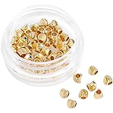 BEADIA 14K Gold Plated Twisted Spacer Beads 3x3mm 50pcs for Jewelry Making Findings Non Tarnish