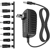DC 5V 2A 2000mA Power Supply Cord Charger Multi Tips 10W AC Adapter with 8 Selectable Multiple Switching Connectors for TV Bo