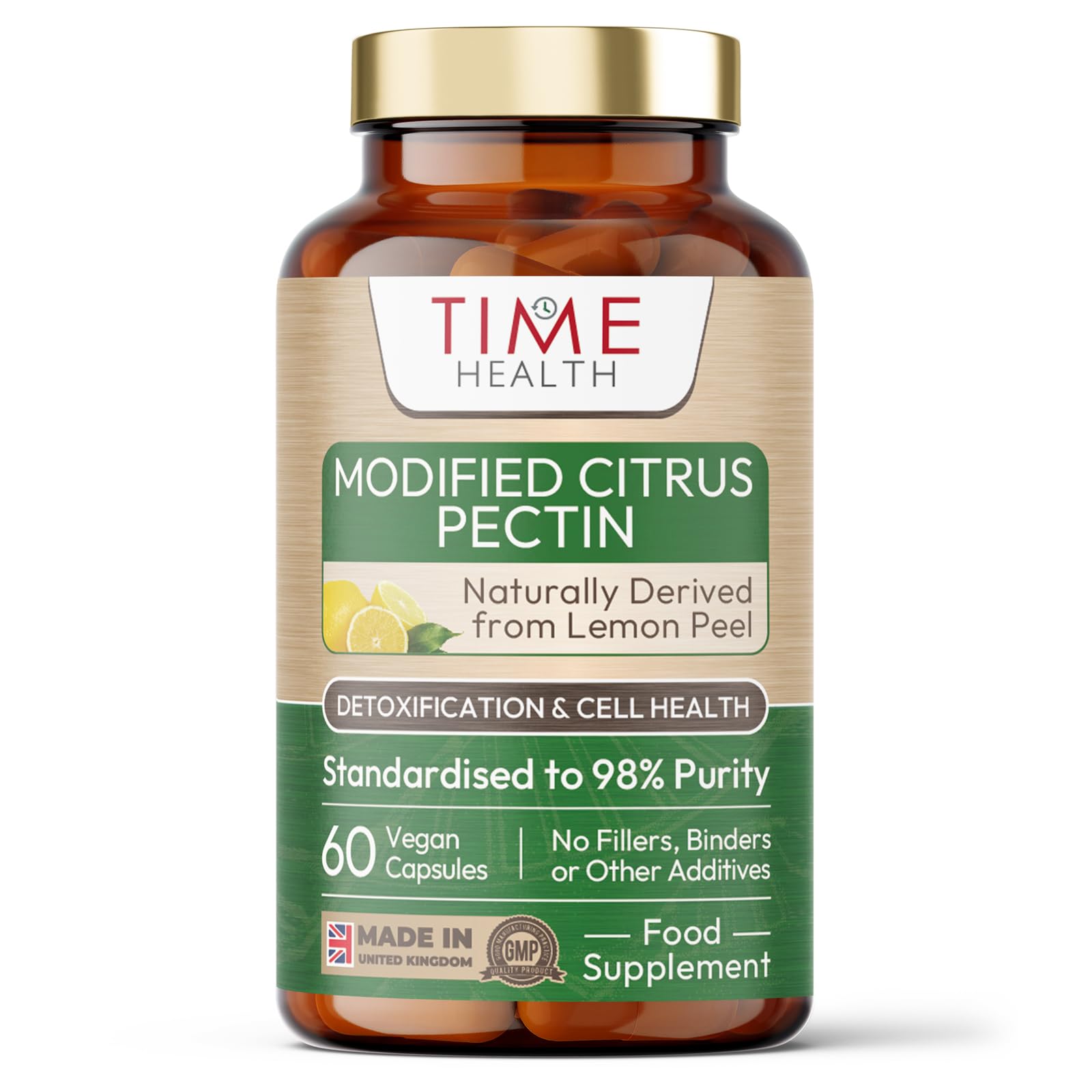 Modified Citrus Pectin (MCP) – Over 90% Galacturonic Acid – Naturally Derived from Lemon – Vegan – UK Made Supplement – Zero Additives (60 Capsule Pouch) (60 Capsule Pouch)