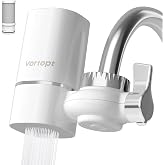 Vortopt Faucet Water Filter for Sink, T1 Rapid Flow, NSF Certified. | 400 Gallons Faucet Mount Water Filtration System for Tap Water, Reduces Chlorine &amp; Bad Taste with 1 Replacement, White.