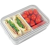 carrotez Food Storage Container with 2 Removable Compartments, Food Prep Container with Airtight Lids, Portion Control Container, Reusable, BPA Free, 6.3 Cup (1500ml)