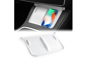 ONKENTET Center Console Wireless Charging Silicone Mat Compatible with Tesla Model 3 Model Y 2023 2022 2021 Accessories Waterproof Cover Interior Pad Non-Slip Mats Phone Tray Upgrade (White)