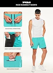 TSLA Men's 2 in 1 Active Running Shorts, Quick Dry