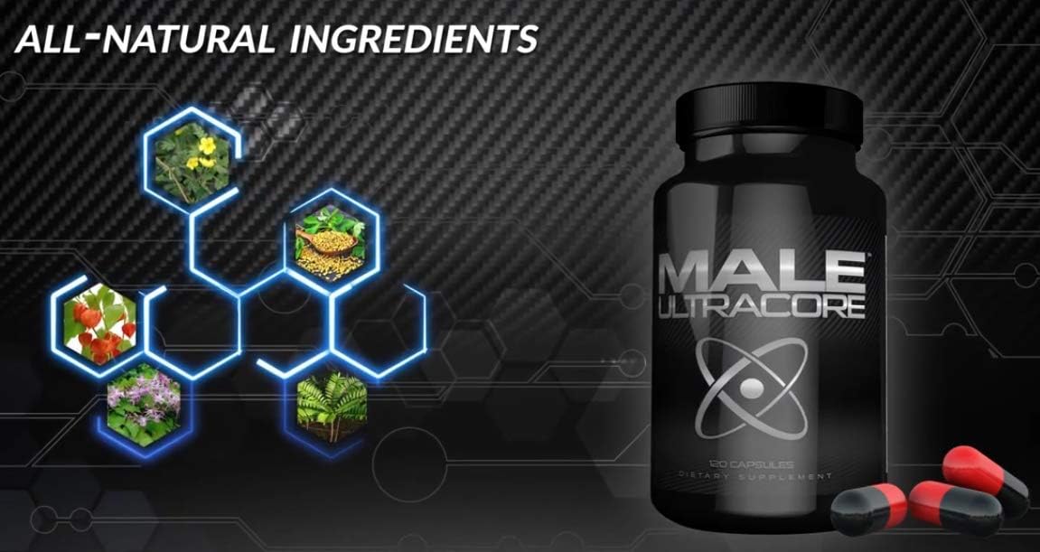 Male UltraCore Supplements (1 Month Supply) – High Potency - Ultimate Endurance, Drive & Strength Booster – 120 caps per Bottle: Health & Personal Care