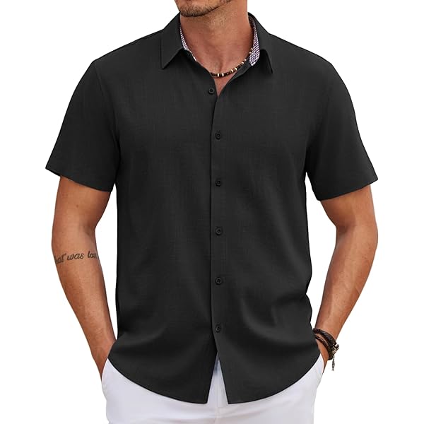 AUMELR Herenoverhemden met lange mouwen, katoenen linnen shirts