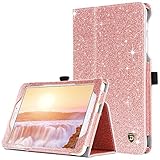 Case for Samsung Galaxy Tab E 8,DUEDUE Sparkly Glitter Shockproof Slim PU Leather Flip Folio Stand Full Body Protective Smart Case with Pencil Holder for Galaxy Tab E 8 inch(SM-T377/SM-T375),Rose Gold
