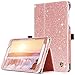 Samsung Galaxy Tab E 8.0 Case, DUEDUE Sparkly Glitter Shockproof Slim PU Leather Flip Folio Stand Cover Full Body Protective Smart Cases for Galaxy Tab E Tablet 8.0 inch, Rose Gold