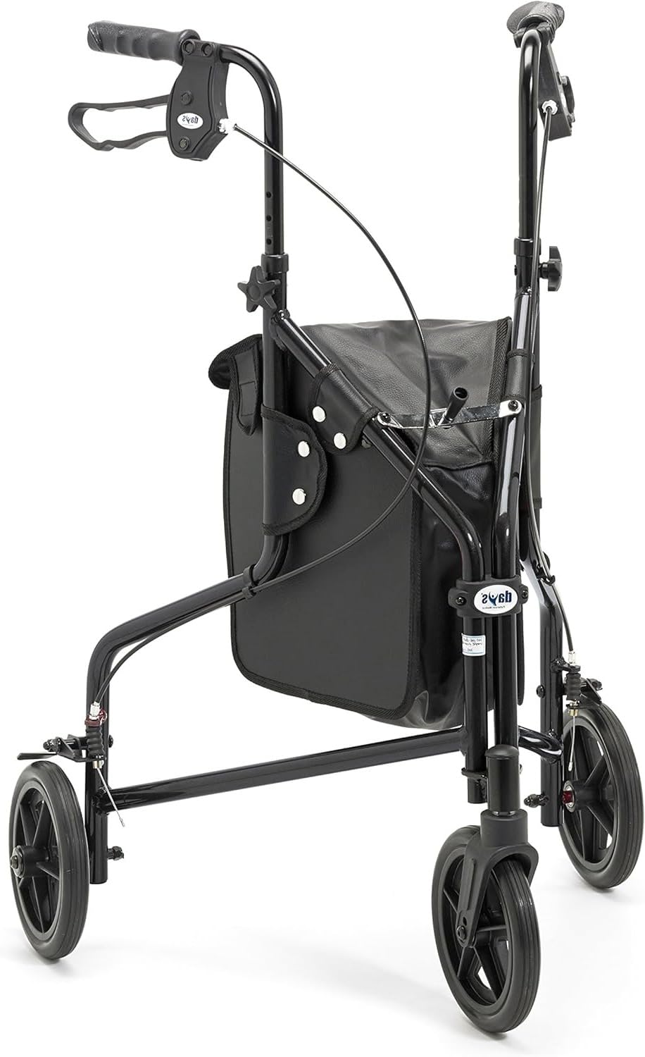 Days Lightweight Tri Wheel Walker Rollator – Aluminium Mobility Walker with Adjustable Height and Brakes – Foldable Walking Frame with Carry Bag – Mobility Aid for Elderly – Graphite