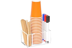 Richboom Cup Holder with Marker Slot - Plastic Cup Holder Clear Acrylic Countertop Disposable Coffee Cup Dispenser Mark Your Cup and Drink Up Party Accessory Social Gathering Housewarming Gift