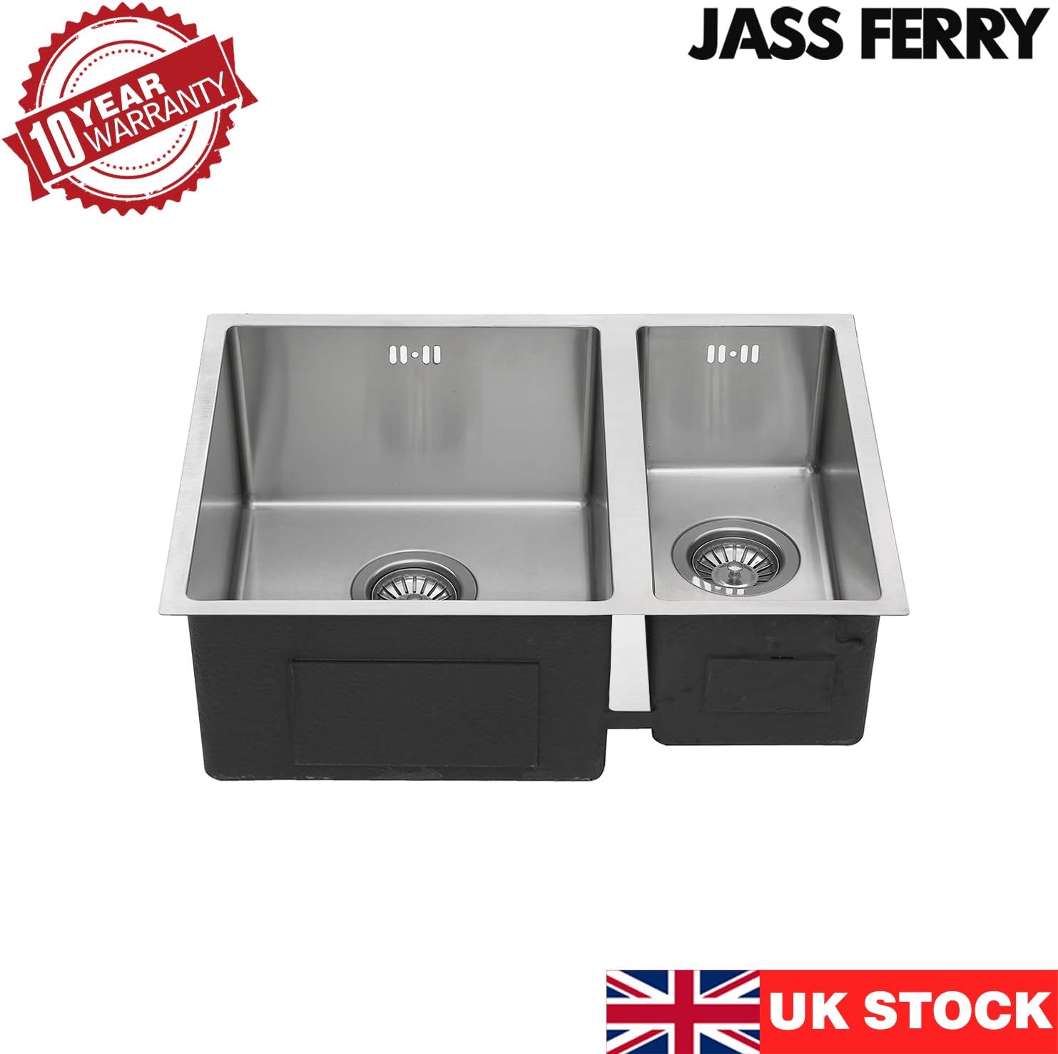 JASSFERRY Kitchen Sink Undermount Handmade Design 1.2mm Thick Square Stainless Steel 1.5 One Half Bowl with Strainer Waste - Image 5
