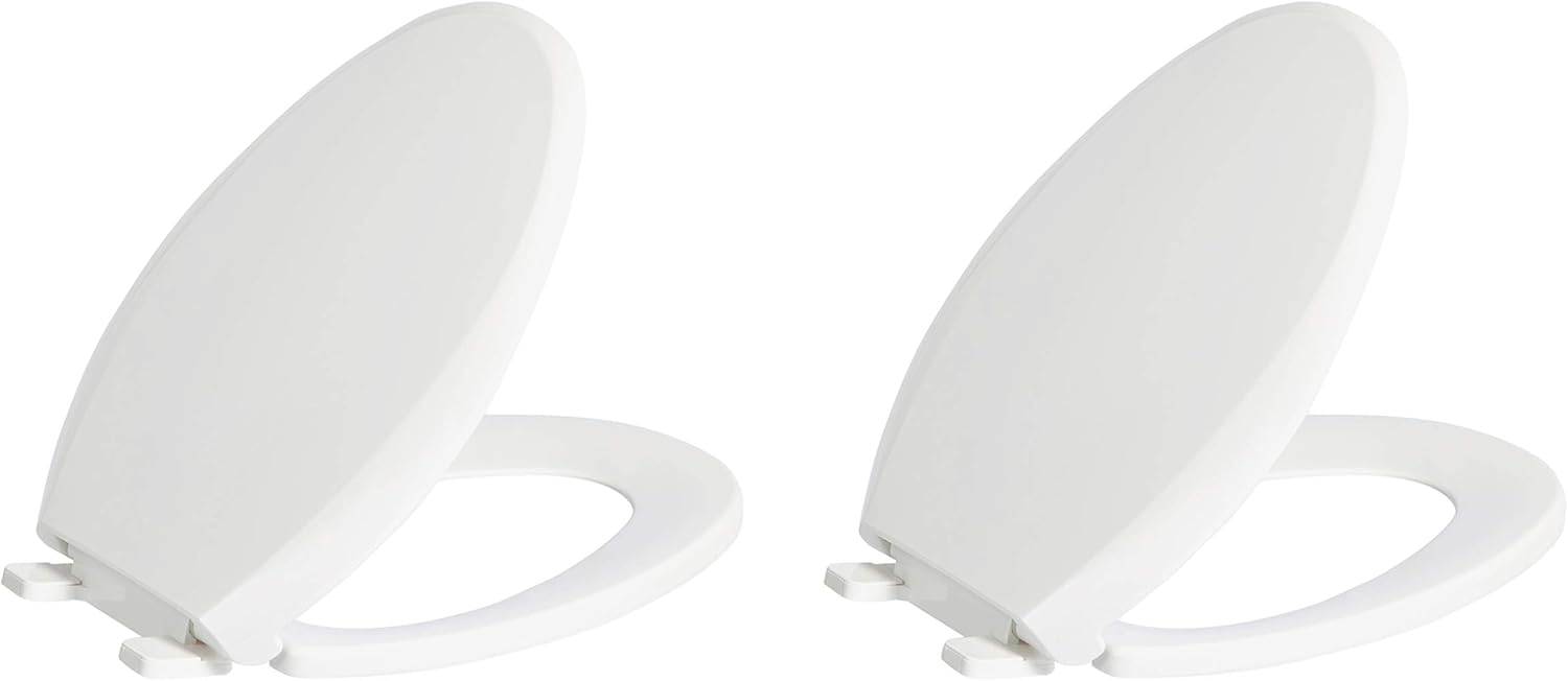 AmazonBasics ABT101EW2 SoftClose Toilet Seat, Elongated, White, 2